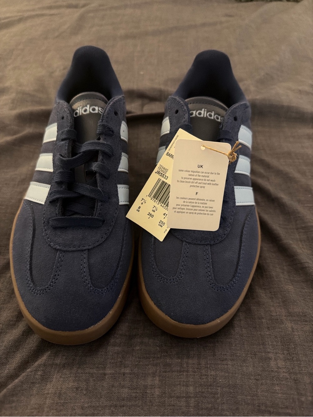 adidas Navy Suede Sneakers with Light Blue Stripes